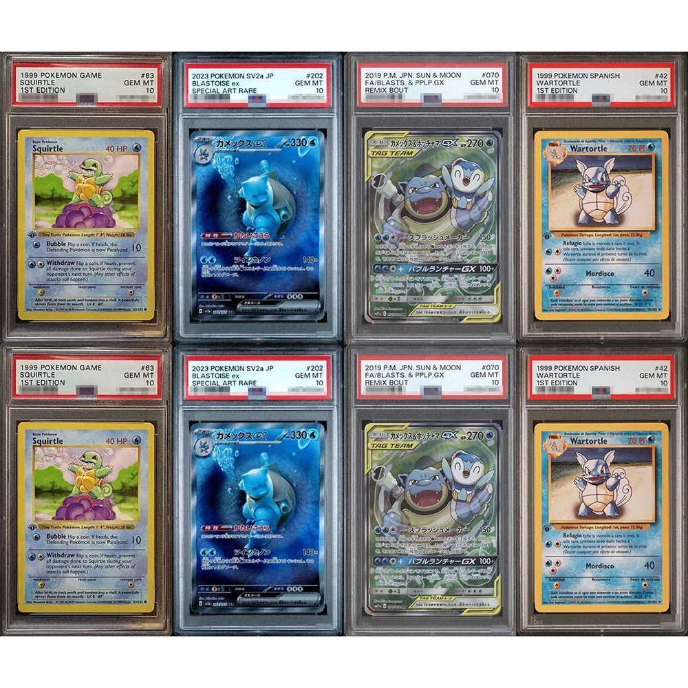 1999-2023 DIY PTCG 프록시 등급 카드 게임 꼬부기 블라스트 워타틀 1세대 63/42 젬 MT 10 홀로그램 라벨 카드