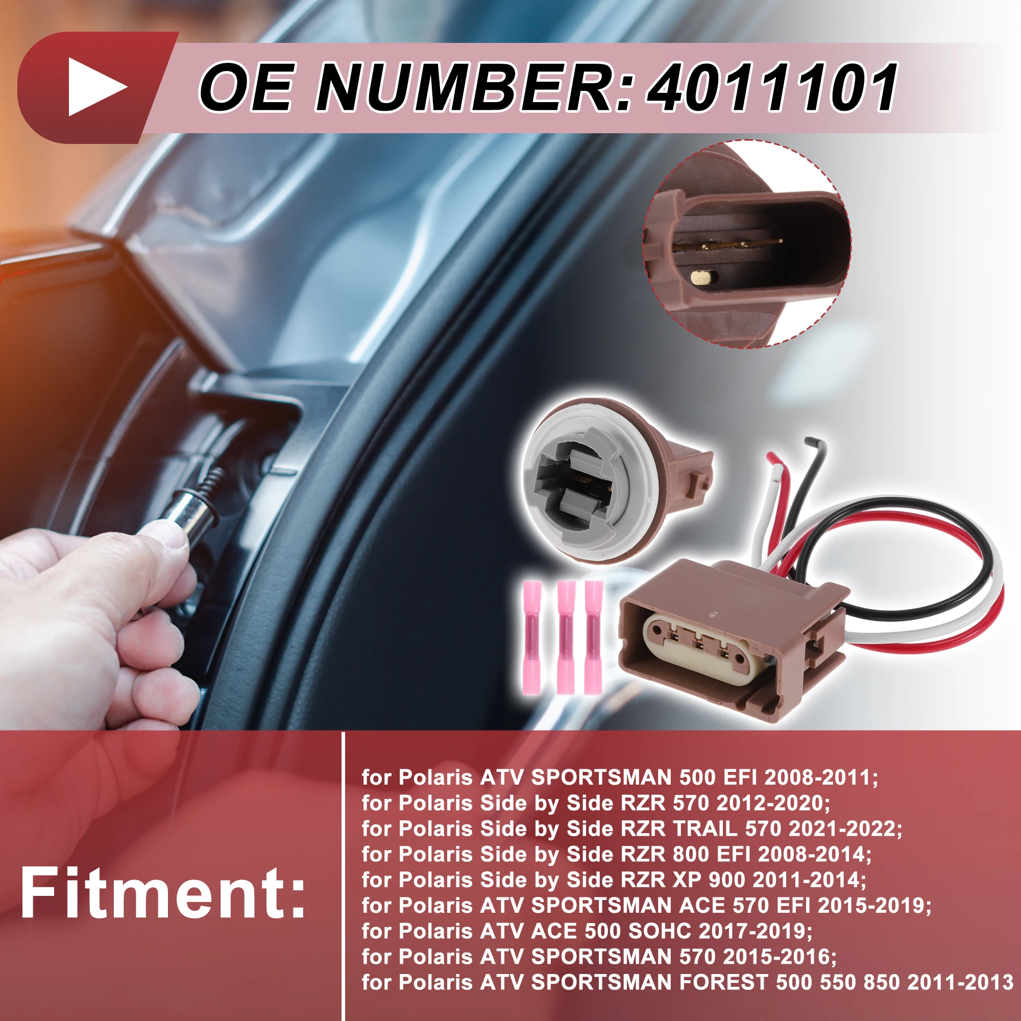 UXCELL Tail Light Socket Wiring for Polaris ATV SPORTSMAN 500 EFI 2008-2011 No.4011101