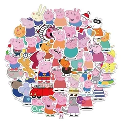 Peppa Pig漫画ステッカー、防水、かわいい、女の子、携帯電話、ウォーターカップ、ノートブック、スーツケース、装飾ステッカー、セットあたり50個