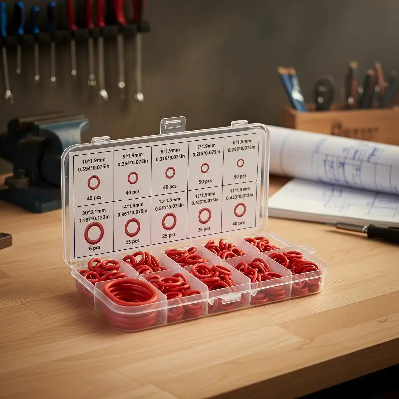 351Pcs 10 Sizes Silicone O-Ring Set With Storage Box Oil And Heat Resistant For Cars And Pipelines DIY Accessories