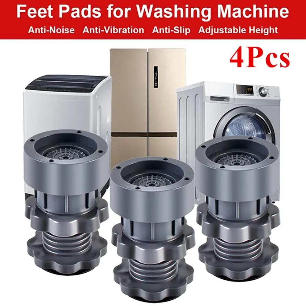 

4Pcs Washing Machine Foot Pad Noise Reduction Shock Absorption Heightened Bracket Pad Refrigerator Non-slip Support Dampers
