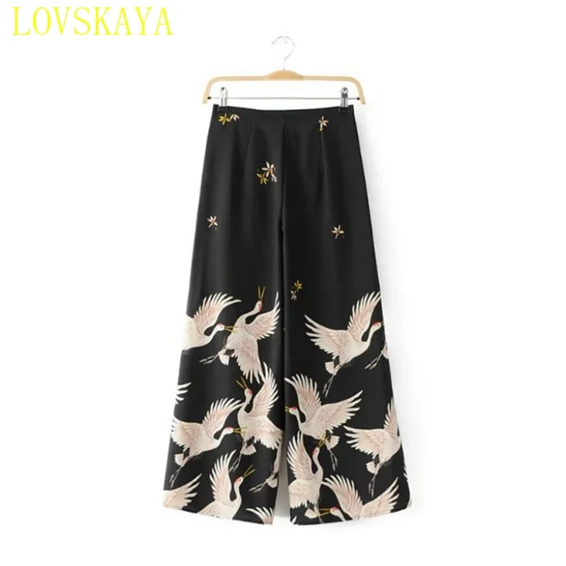 New Women's Vintage Clothing Set Printed Suit Wide Leg Vintage Pants Women's Print Set Pants Set