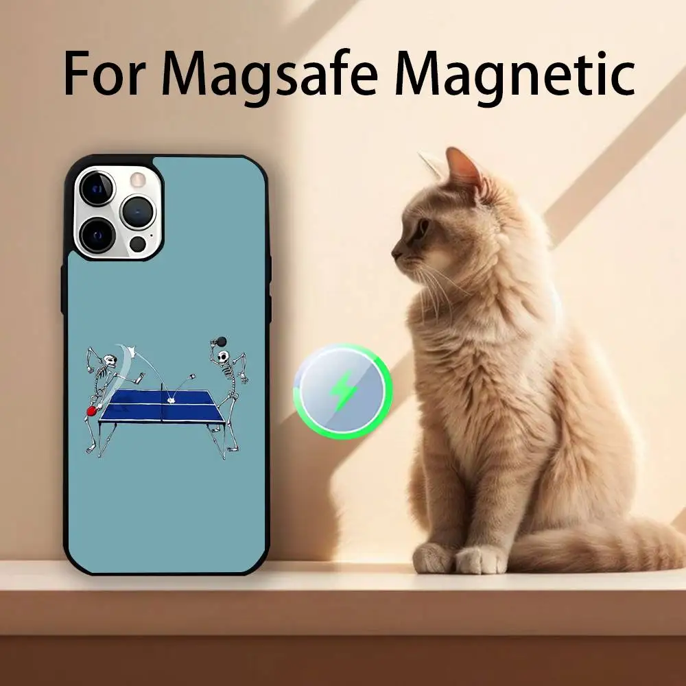 مضارب تنس الطاولة حافظة هاتف لهاتف آيفون 17,16,15,14,13,12,11,Pro,Max,Plus,Mini,SE4,E شحن لاسلكي Magsafe مغناطيسي