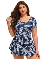 2024 New Print Plus Size Swimwear Women Tankini Swimsuits Two Pieces Swimsuit Female Large Size Bathing Suit Skirt Beachwear 5XL