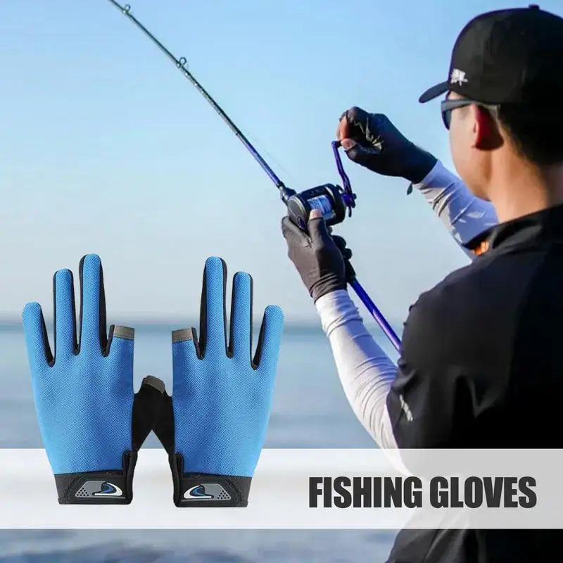 Fish Gloves Sunproof Sunscreen Gloves Elastic Breathable Comfortable Fishing Accessories Sun Gloves Mesh For Outdoor Activities