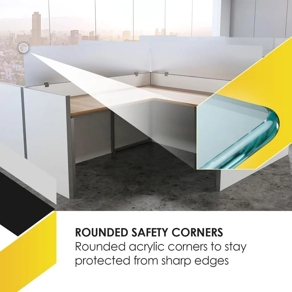 Acrylic Mounted Large Brackets Quality Desk Privacy Panel & Divider for Your Office Cubicle-Increase Separation & Improve