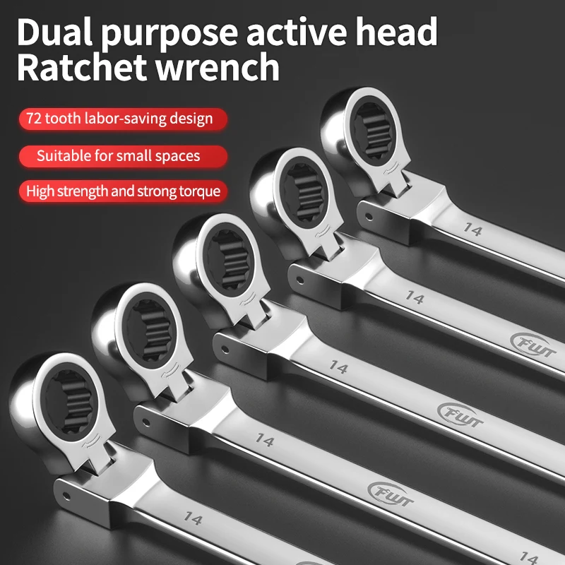 Ratchet wrench Quick wrench Adjustable head wheel wrench bobblehead hand ratchet gear wrench