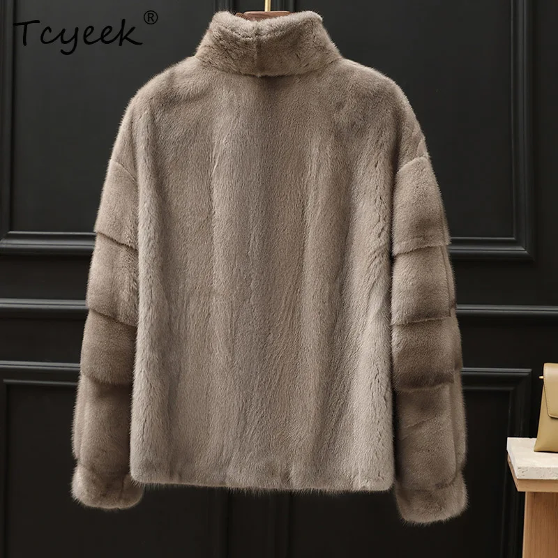 معطف فرو المنك الطبيعي الفاخر من Tcyeek للنساء 2025 ملابس شتوية دافئة من المينك بالكامل معاطف من الفرو الحقيقي للسيدات مقاومة للبرد فورور فام #2