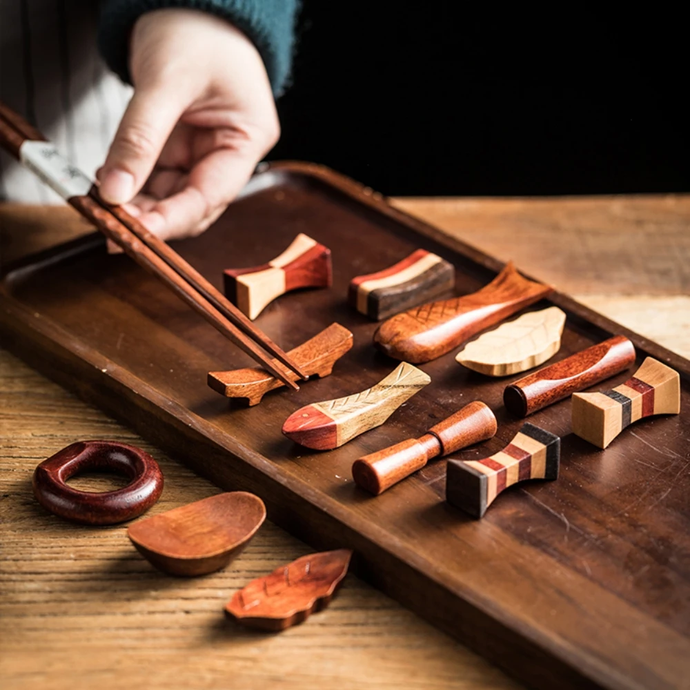 Wooden Creative Chopstick Rest Kitchen Personalized Spoon Holder Restaurant Tableware Display Stand Stylish Dining Table Items