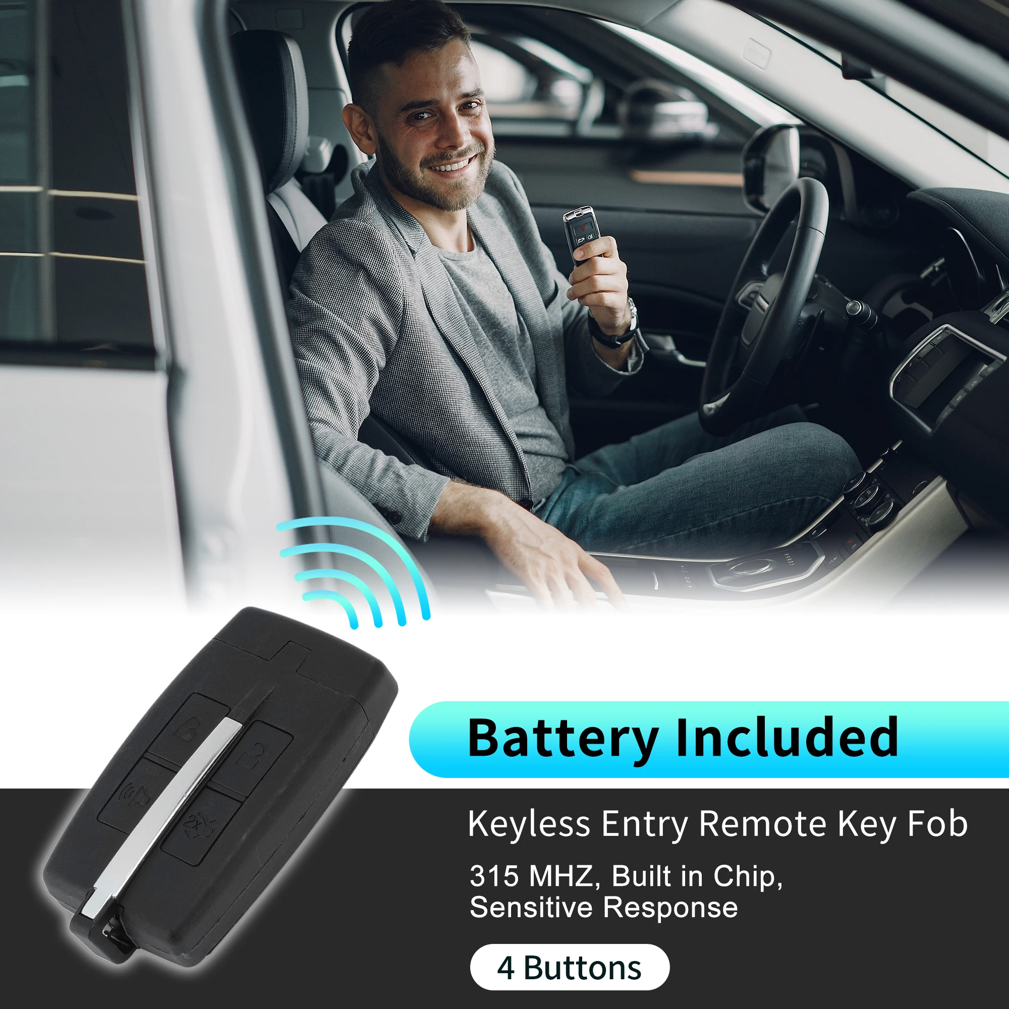 UXCELL M3N5WY8406 315MHz Keyless Entry Remote Key Fob for Ford Taurus 09-12 4 Buttons
