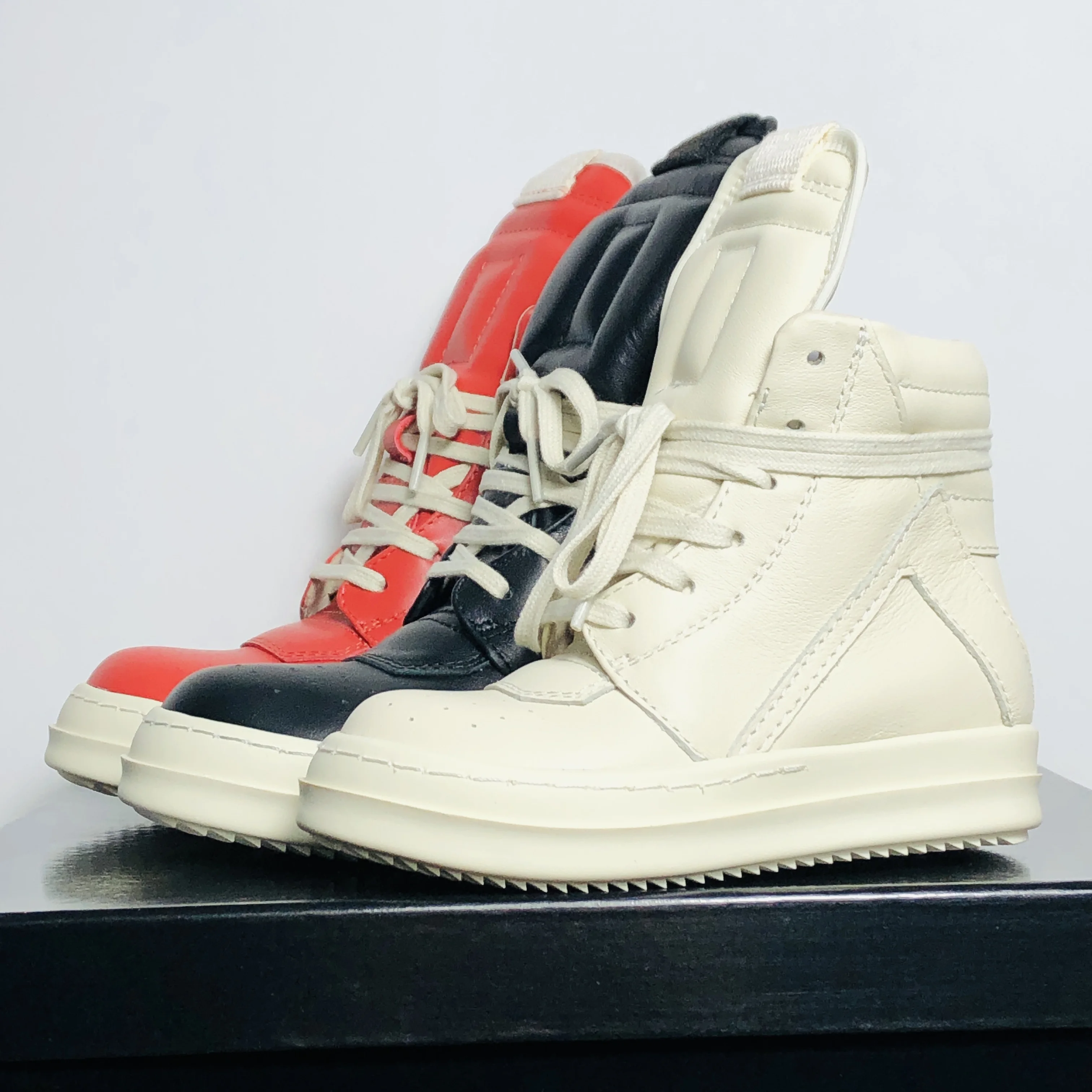 Girls Boys Leather Children Shoes Kids High Top Sneakers Luxury Lace Up Casual Spring Streetwear Black White Boots