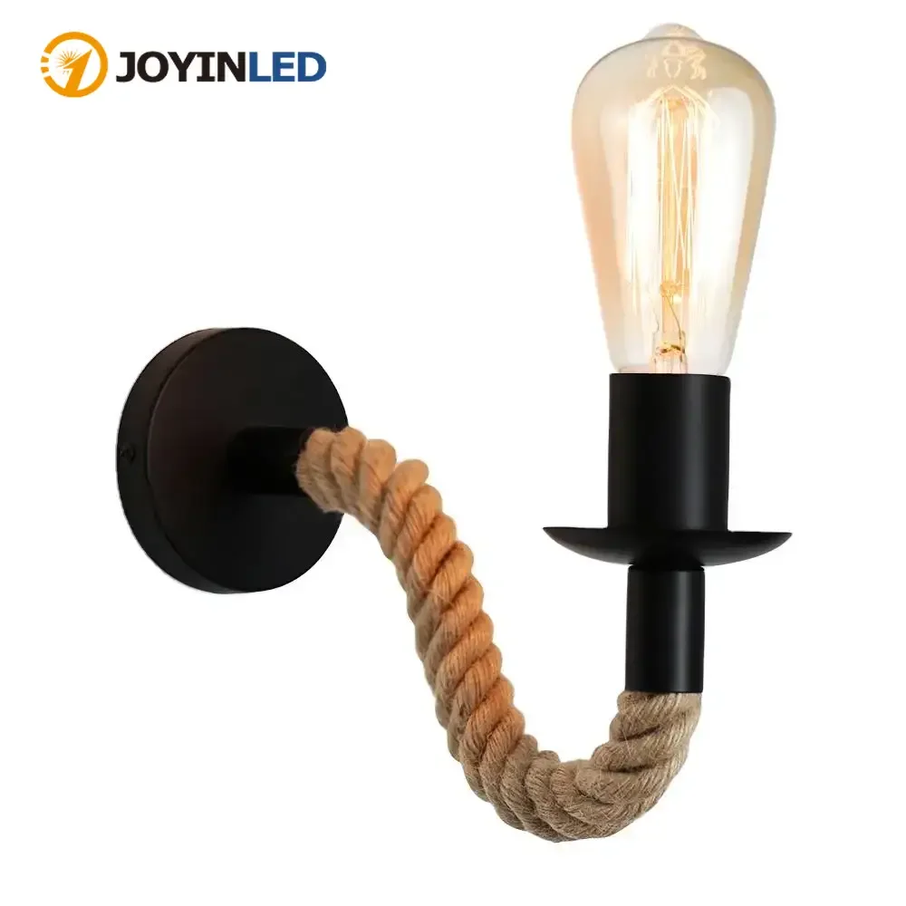 

JOYINLED винтажный подвесной светильник из пеньковой веревки, ретро бра, настенный светильник, скандинавский современный светильник для спальни, гостиной, домашнего декора, освещение