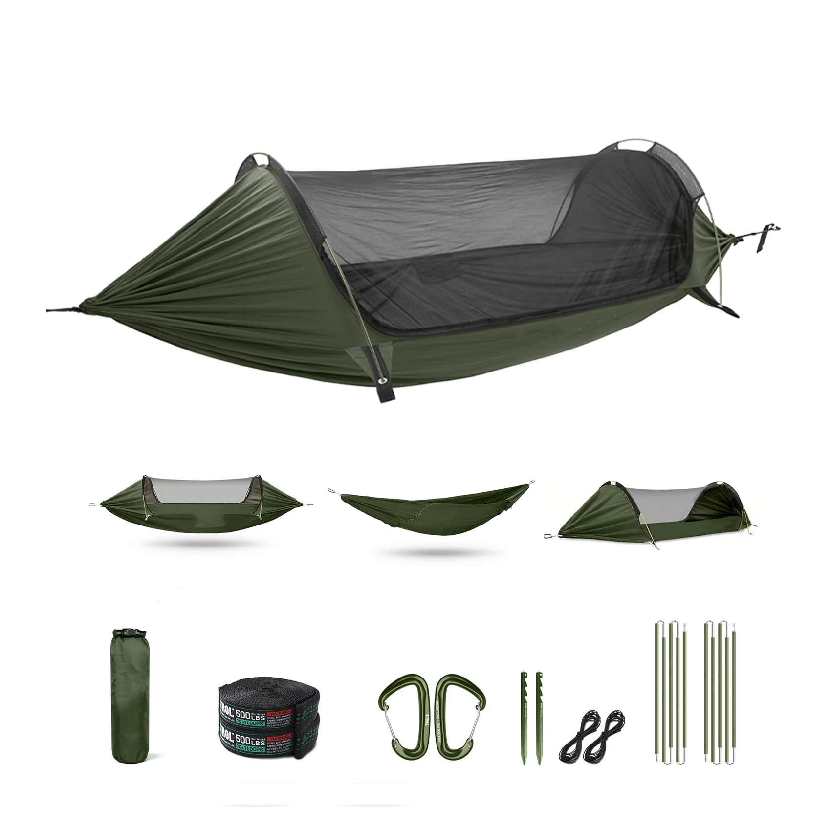 

Aluminium Poles Camping Hammock with Mosquito Net, 3 in 1 Function Parachute Portable Hammock for Travel Outdoorpromote sales