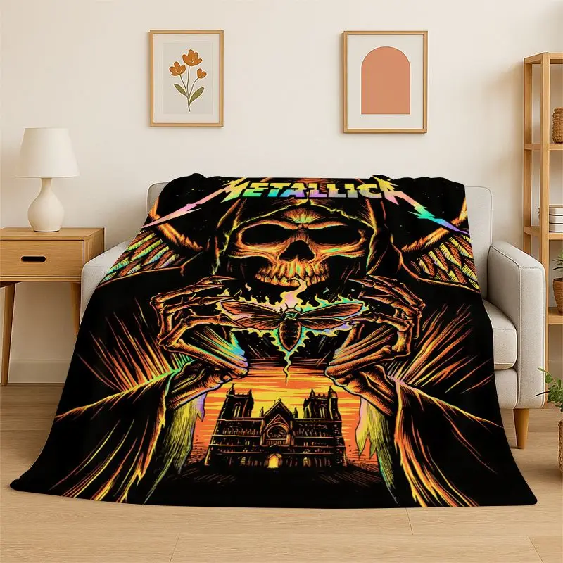 Metal Band M-Metallica Thrash Cartoon Soft Flannel Throw Blanket,Cozy Blanket for Bed,Couch,Sofa,Bedroom,Living Room,Picnic
