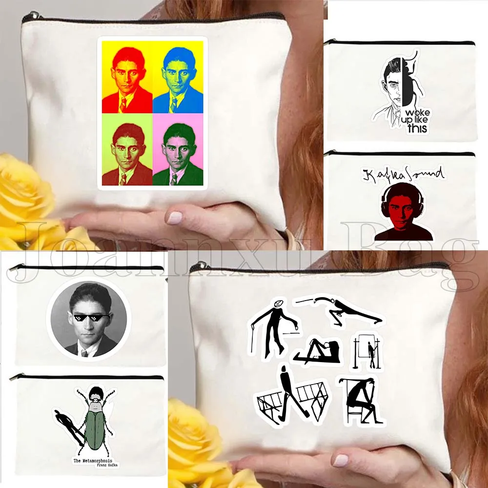

Косметичка-пенал на молнии с принтом «Пробуждение» из «Метаморфоз» Франца Кафки, с цитатами и рисунками, художественный подарок, холщовая сумка