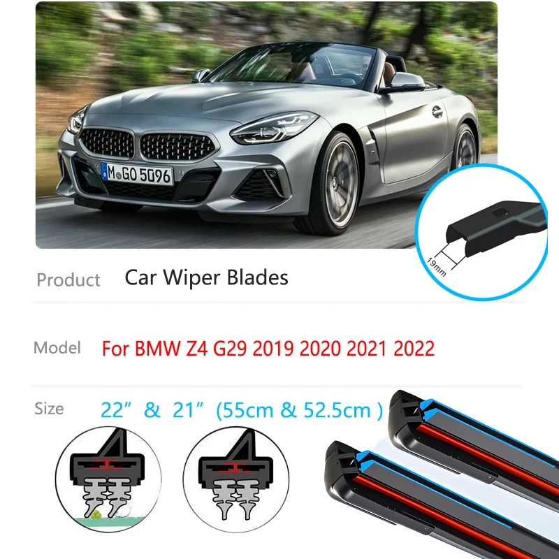 

For BMW Z4 G29 2019 2020 2021 2022 Front Car Wiper Brushes Blades Rubber Cleaning Window Windshield Windscreen Replacement Parts