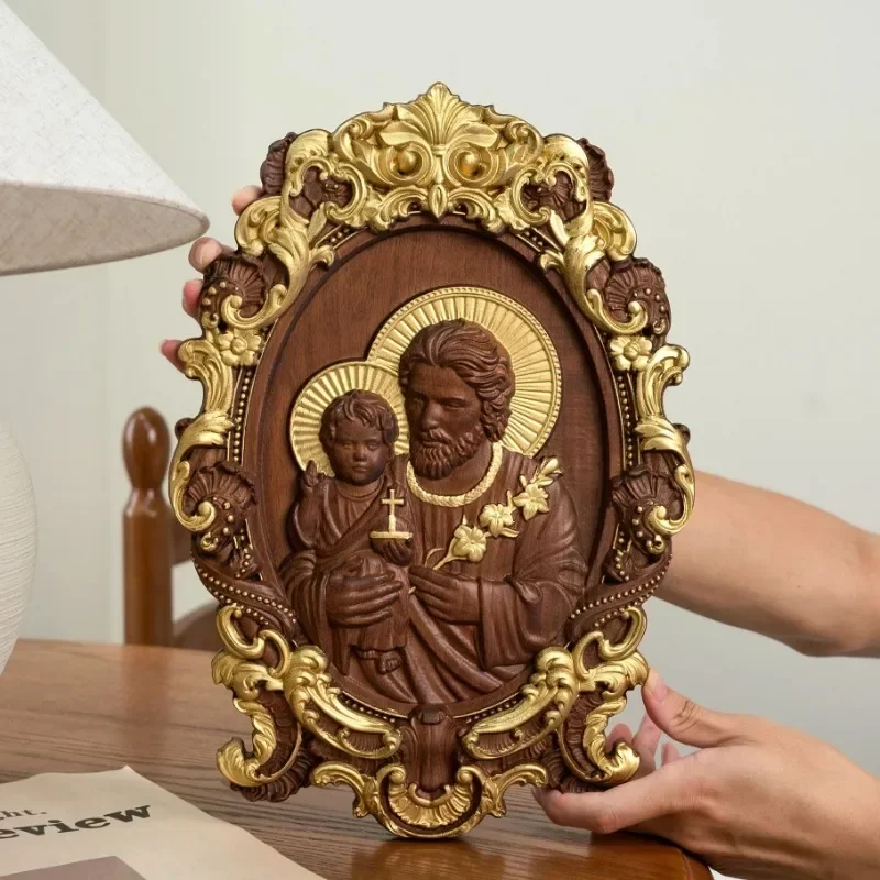 High Quality Saint Joseph Wood Carving Religious Icons Wall Figure Carving Catholic Home Church Decor