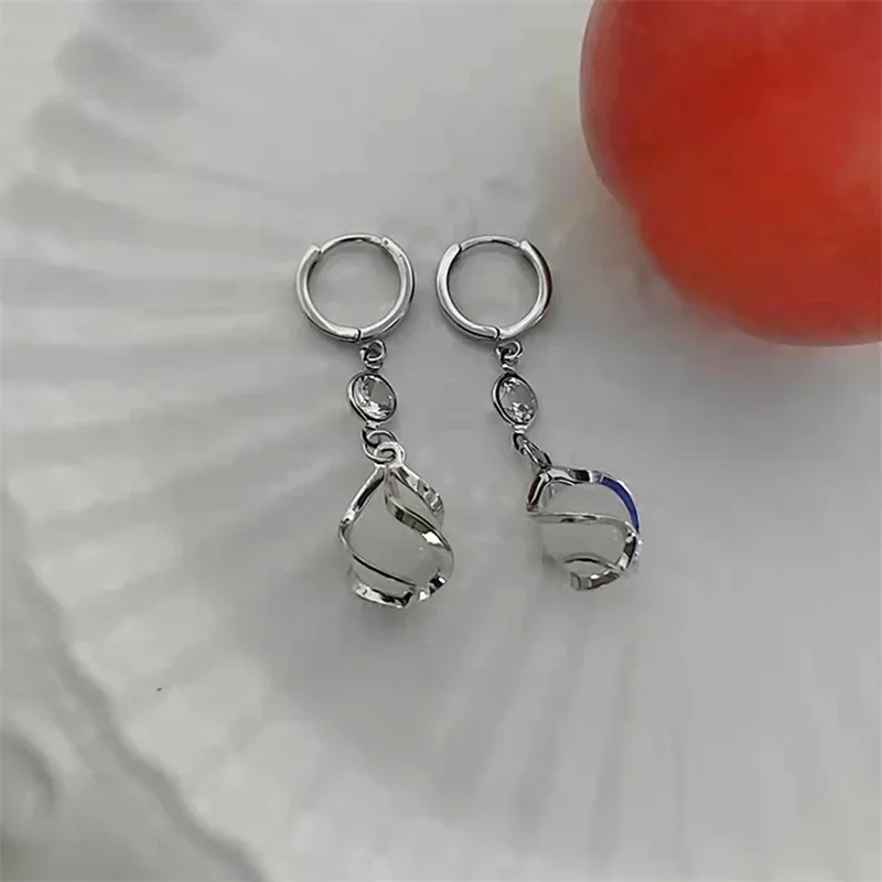 عالية الجودة كريستال الزركون جولة أوبال الجوف شرابة طويلة قطرات الماء أقراط جديدة المرأة مجوهرات الأزياء رومانسية فتاة هدية #5