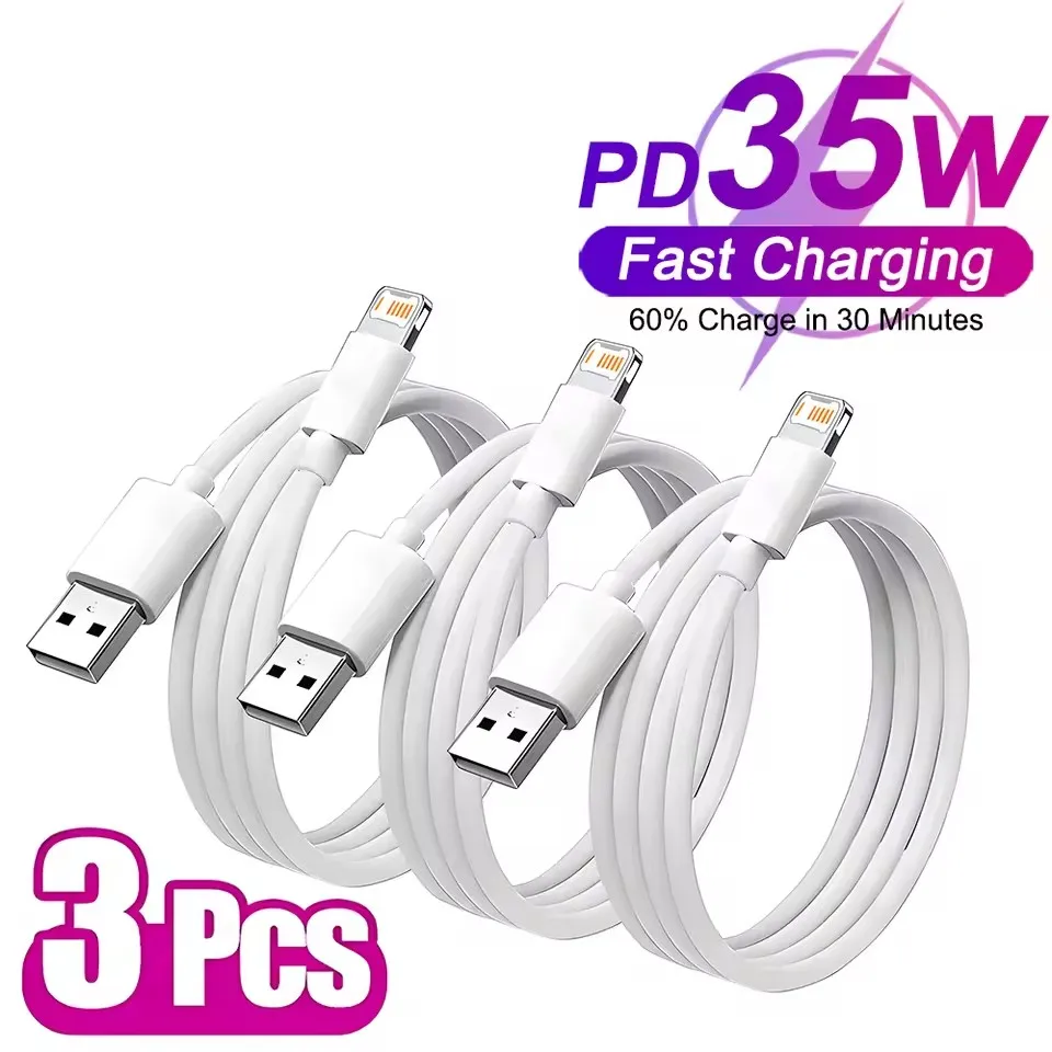 3Pcs For Apple Phone USB Cable iPhone 13 12 11 14 Pro Max XR X Plus iPad Charger Fast Charging