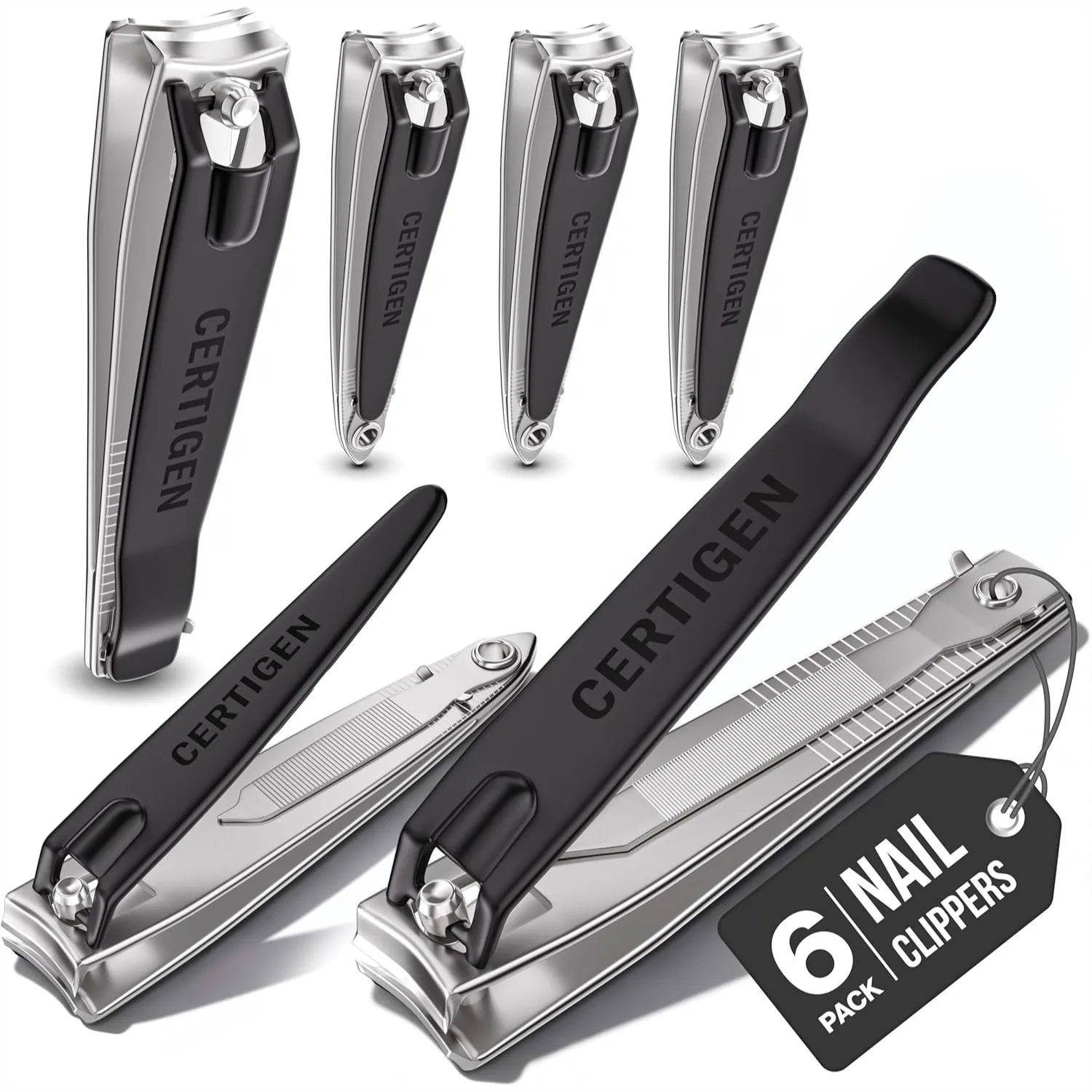 

Nail Clippers Set 6-Pack - Includes Toenail & Fingernail Clippers for Men and Women, Sharp Blades, Non-Slip Grip