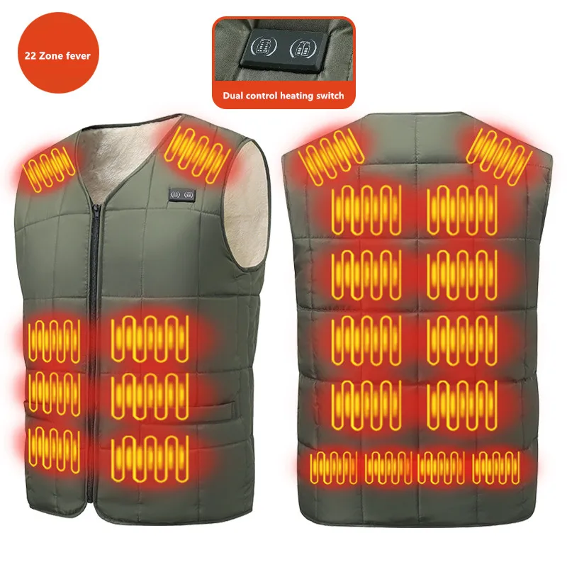 New Winter 22 Zone Intelligent Heating Cold Proof And Warm Vest Men'S Outdoor Thick Warm Sleeveless Coat (Excluding Power Bank)