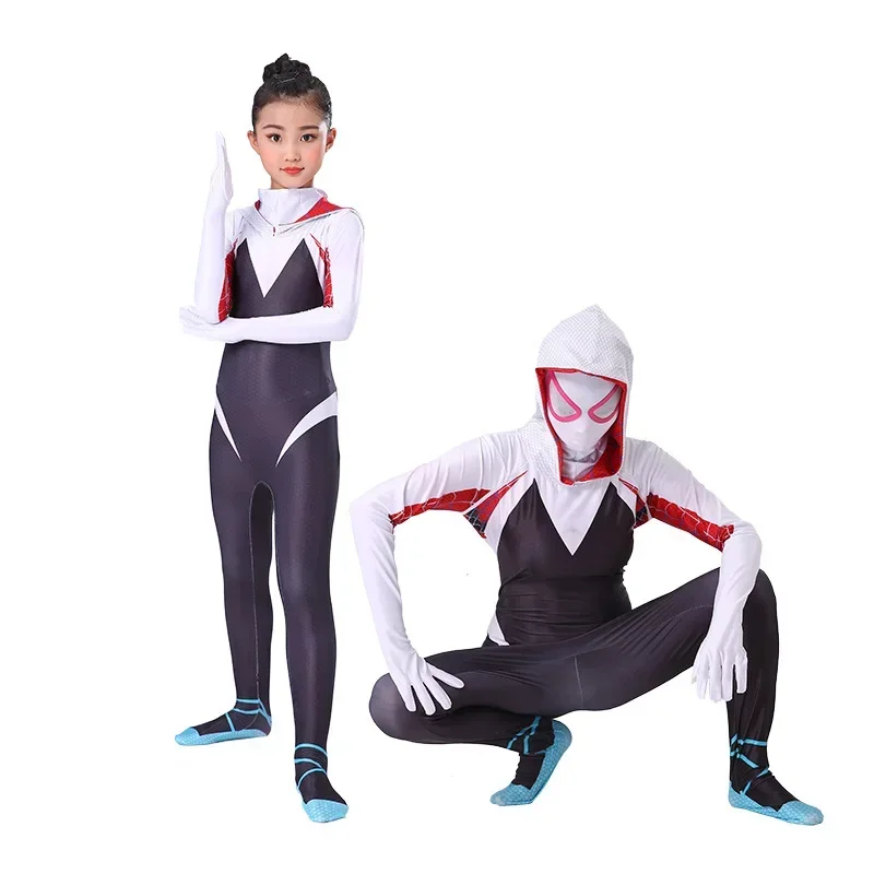 Gwen Spider Stacy Costume Women Kids Gwen Cosplay Girls Venom Jumpsuits Carnival Halloween Costumes for Kids Zentai Bodysuit