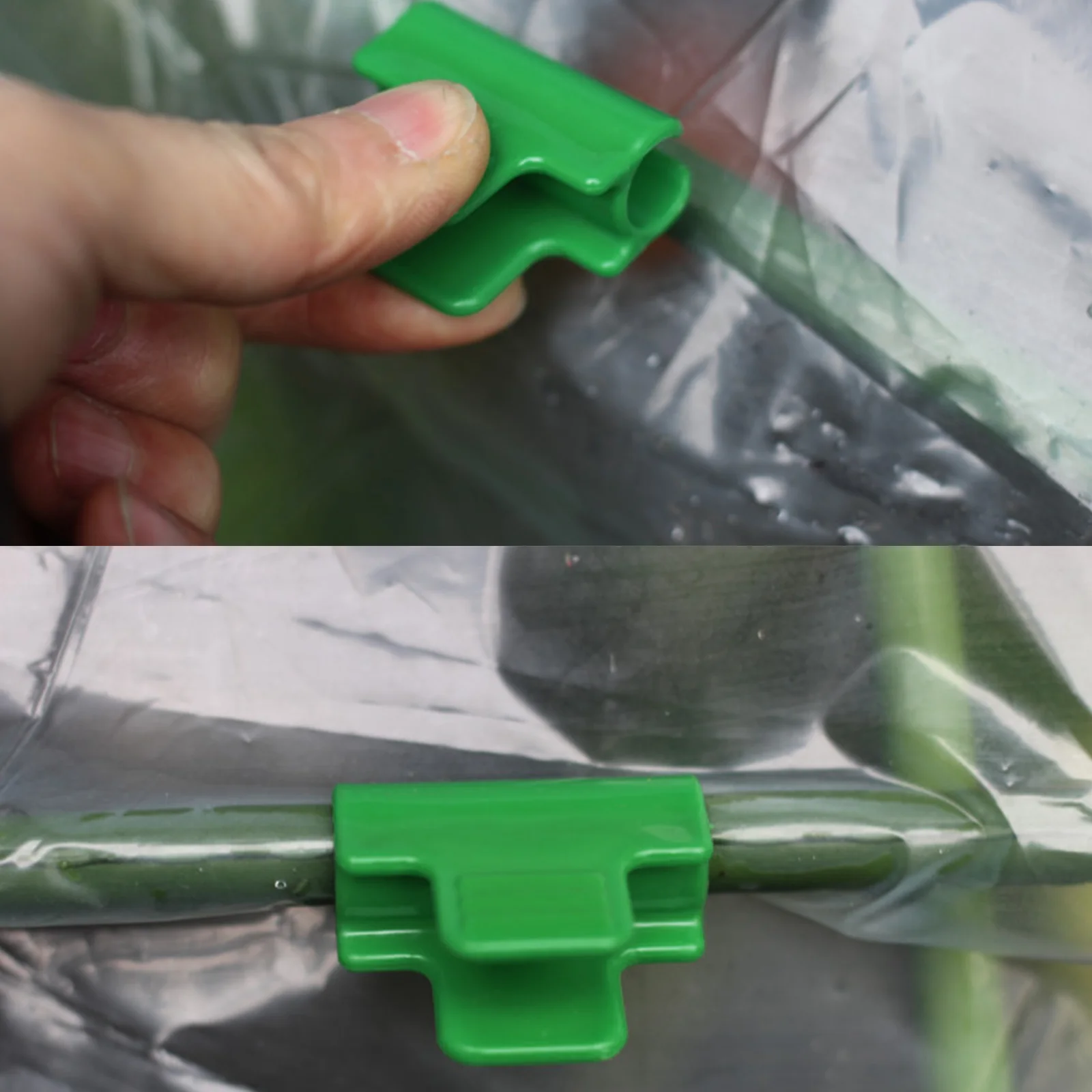 12PCS Plastic Greenhouse Snap Film Buckle Clamp for Greenhouses Row Covers Banner Frame (Green)