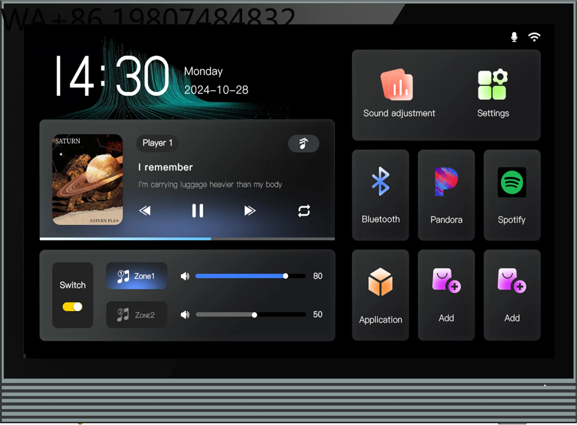 7 Inch Two-Zone Smart Home Control Panel Zigbee Gateway Built-in Music Player Scene Trigger Background Music Automation System