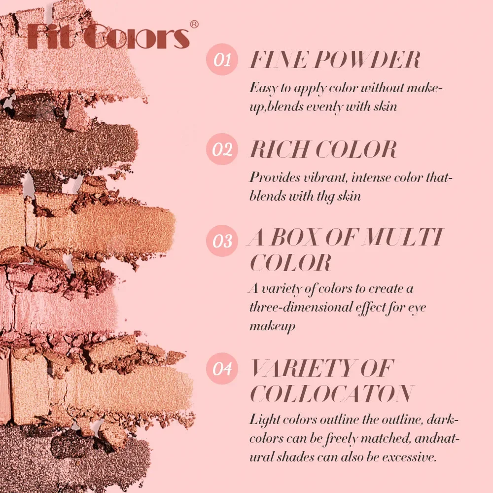 Fit Coiors Serie di ombretti a 12 colori: il miglior trucco per palette di ombretti con evidenziazione perlescente opaca per le donne