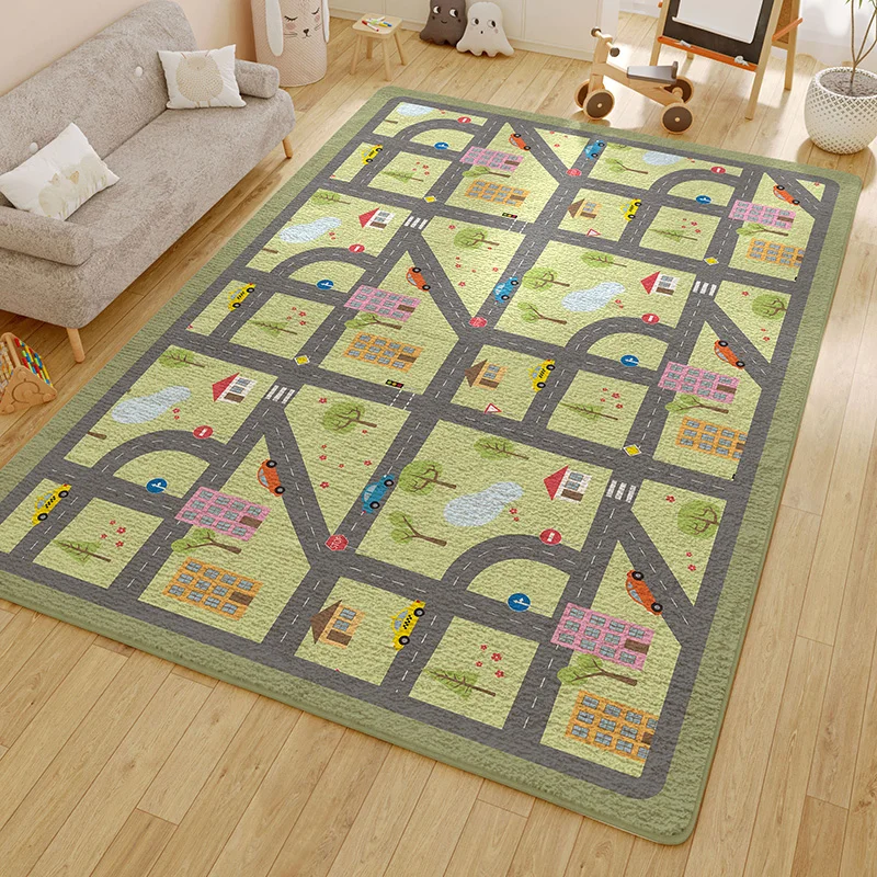 

Children's Cartoon Bedroom Bedside Crawling Soft Carpet City Traffic Living Room Decoration Rug Luxury Game Room Non-slip Rugs