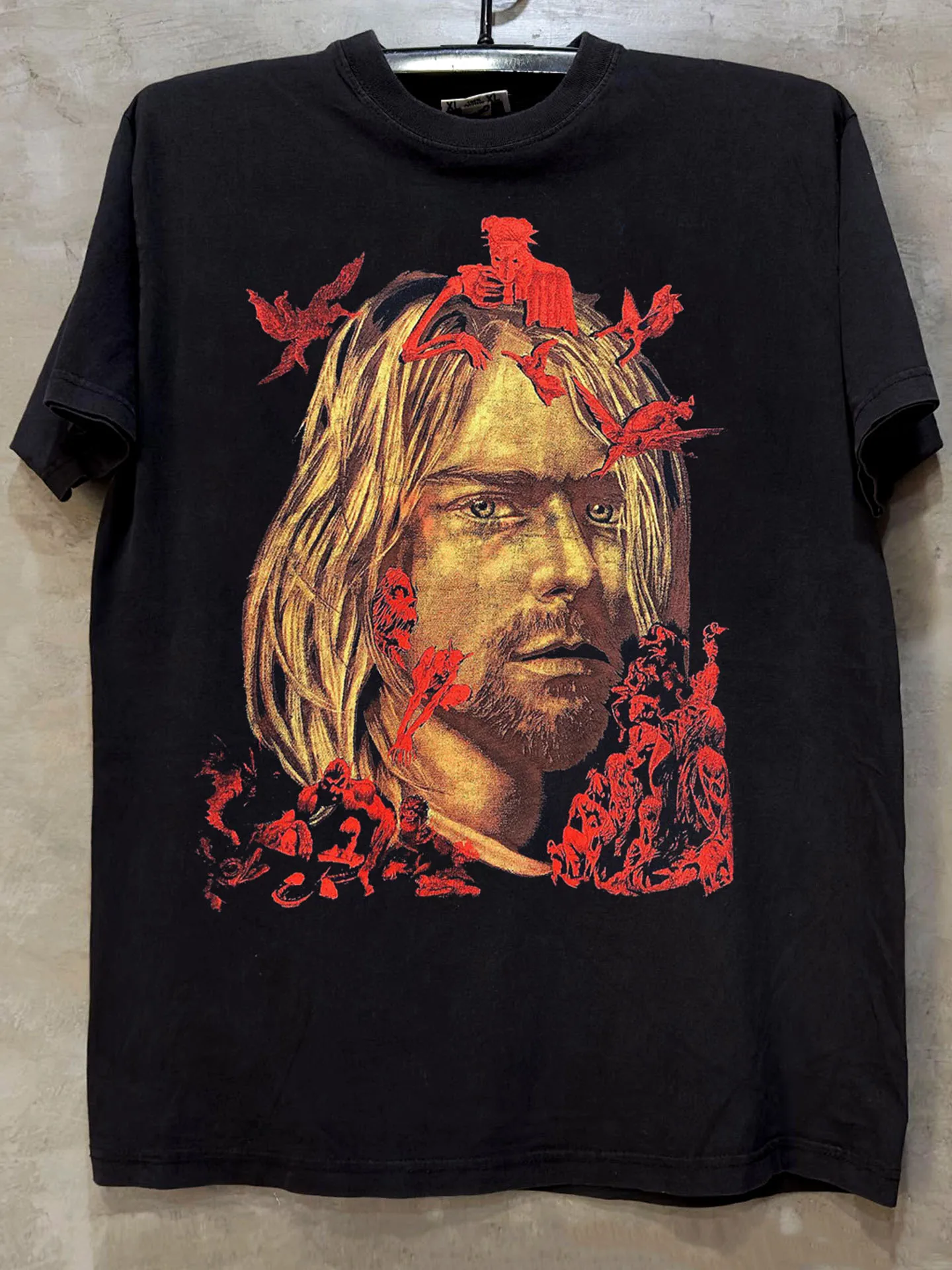 Kurt Cobain Memorial Edition Double-Sided Print Short-Sleeve T-Shirt Heavyweight Cotton Half Sleeve Trendy round Neck Summer ...