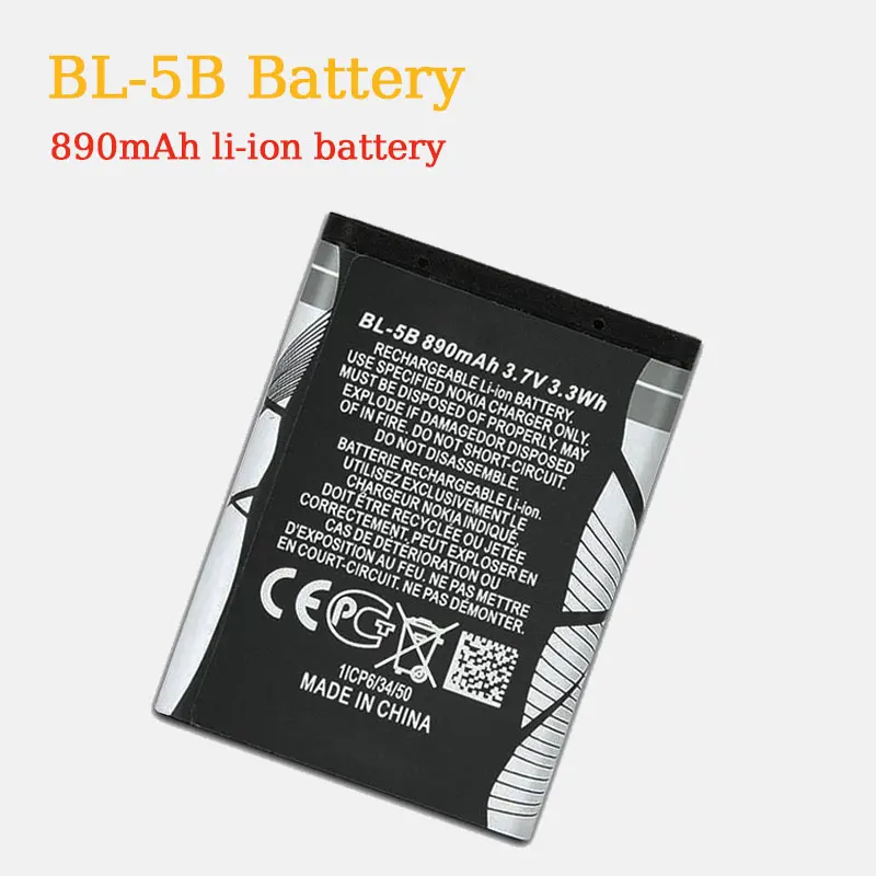 

BL-5B BL5B Battery 890mAh 5300 5320 5070 N80 N83 6120c 7360 3230 3220 5200 6020 6021 for Nokia Geriatric Cellular Phone N8