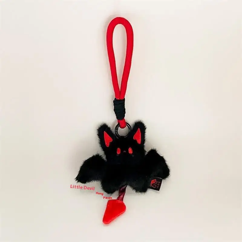 Cute Halloween Bat Little Devil Plush Doll Toy Keychain Lanyard Bag Pendant Backpack Hanging Ornament Keyring Girl Birthday Gift