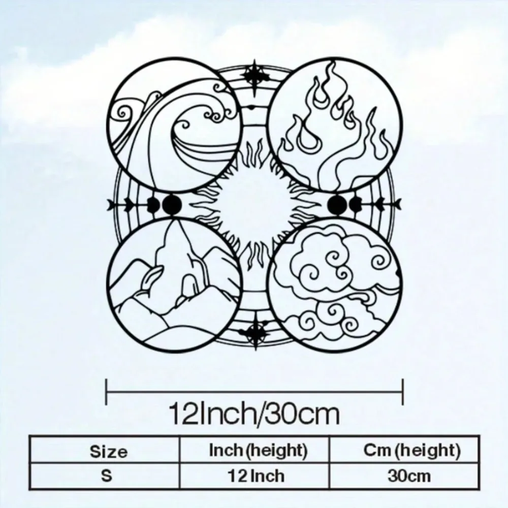 Metal Yin Yang Wall Art, Elemental Harmony Iron Mural for Home & Meditation Room Decor