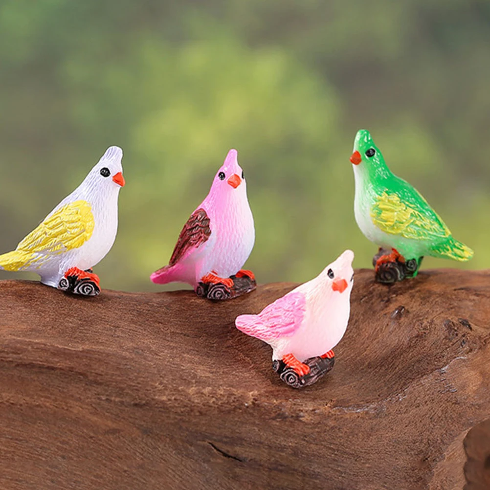 

10pcs Mini Parrots Statue Resin Birds Ornament For Garden Yard Home Desktop Dollhouse Landscaping Supplies Animal