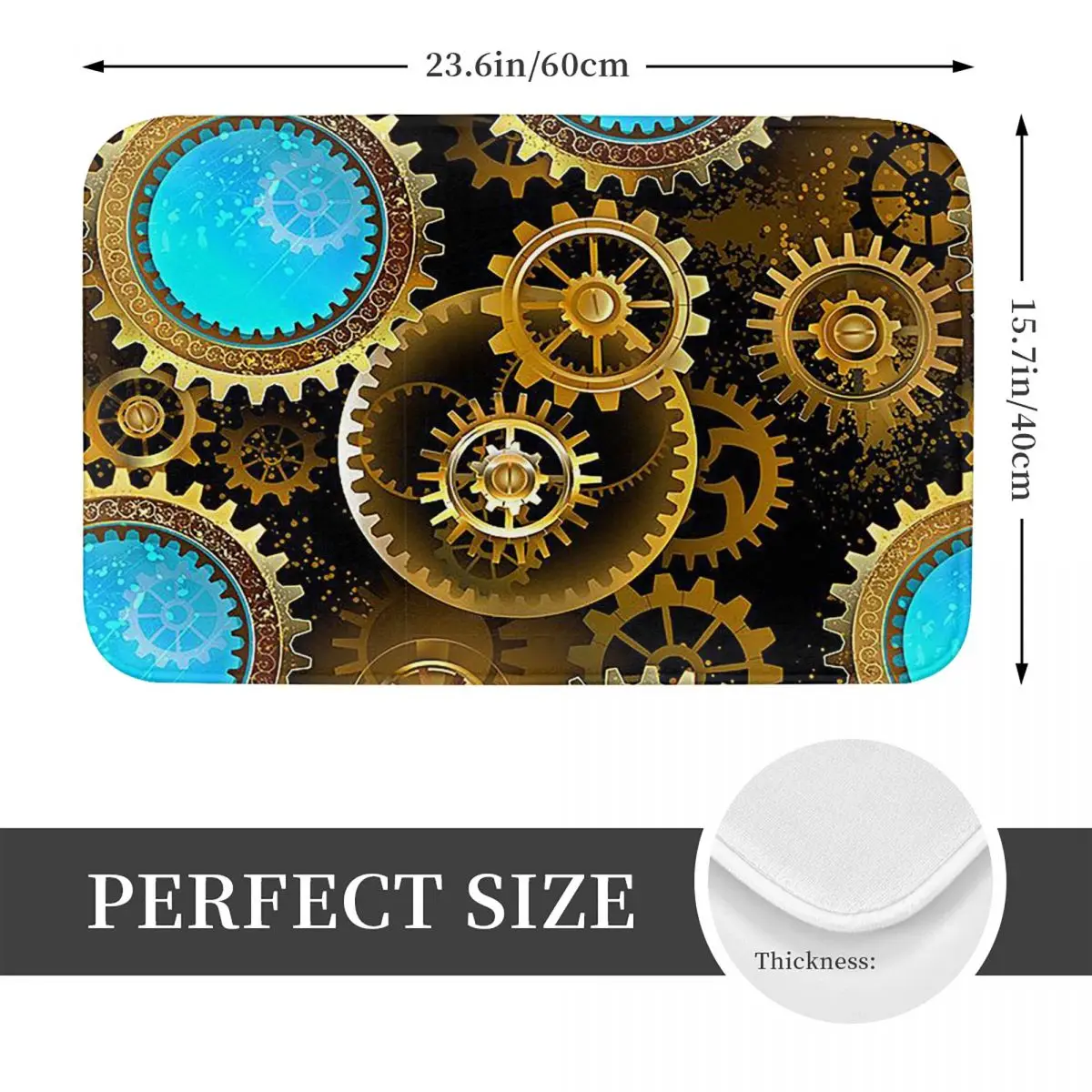 Mechanical Machine Gears Steampunk Style Non-slip Doormat Floor Mat Cushion Carpet Rug for Kitchen Entrance Bedroom Footpad Mats
