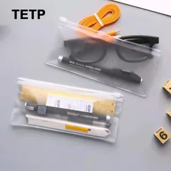 TETP 100Pcs Papelaria Embalagem Zipper Sacos Atacado Lápis Escola Em Casa Óculos De Borracha Régua De Armazenamento Engrossar Resealable