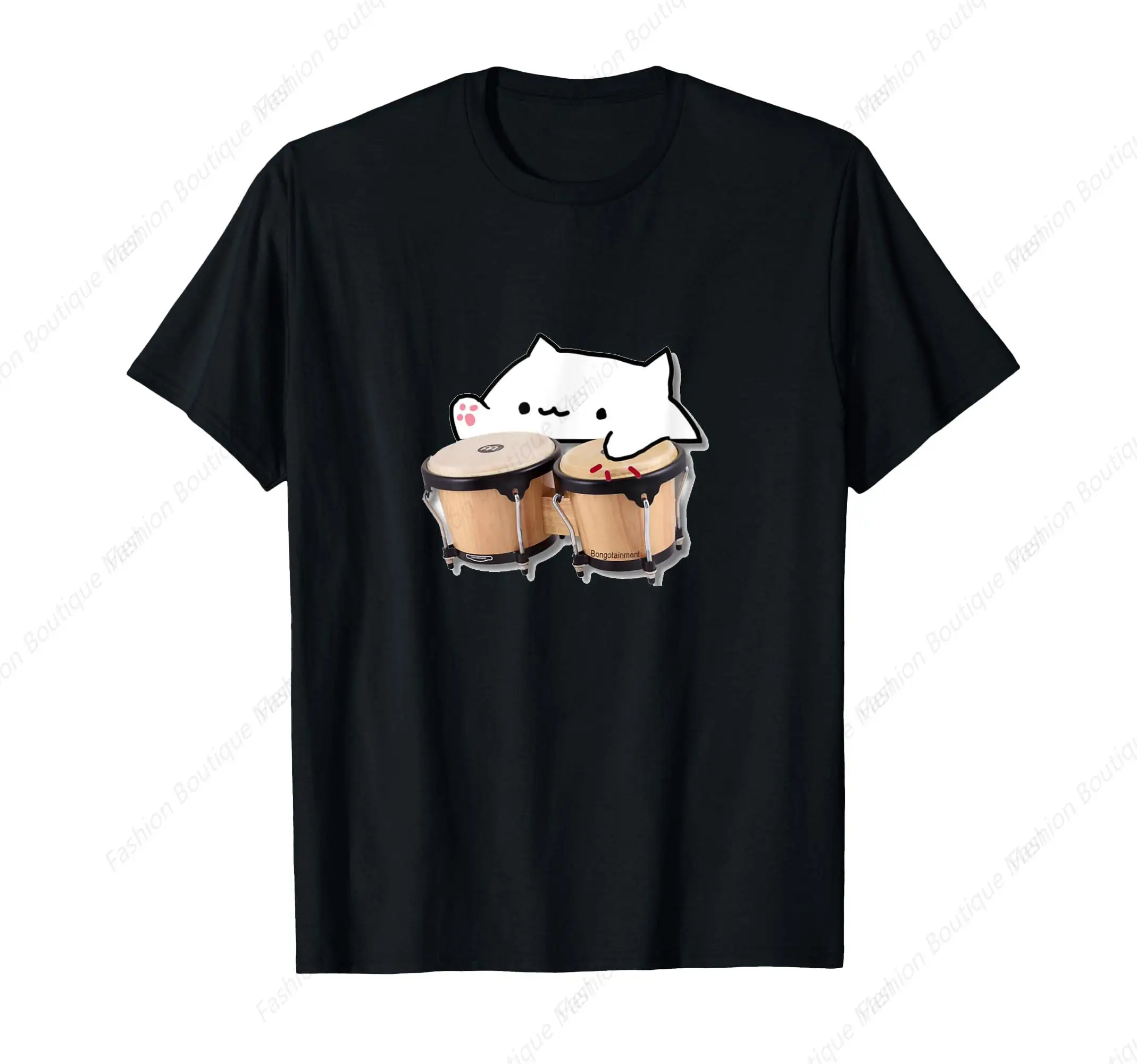 Funny Bongo Cat T-shirt  More Meme T-Shirt Cute Cat Printing High Quality Cotton Shirts