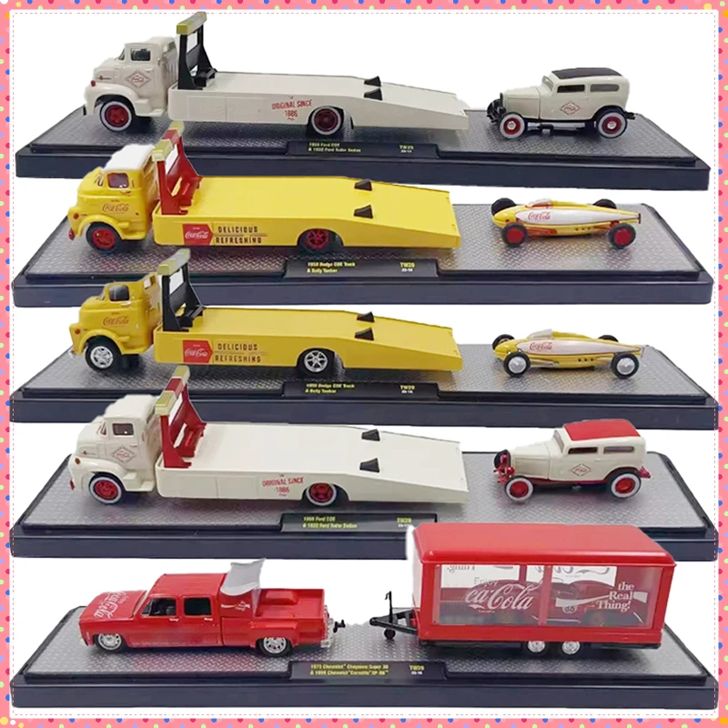M2 Machines 1: 64 Scale Truck Trailer Set Alloy Car Model Ornament Souvenir Display Collection Hobby Gift
