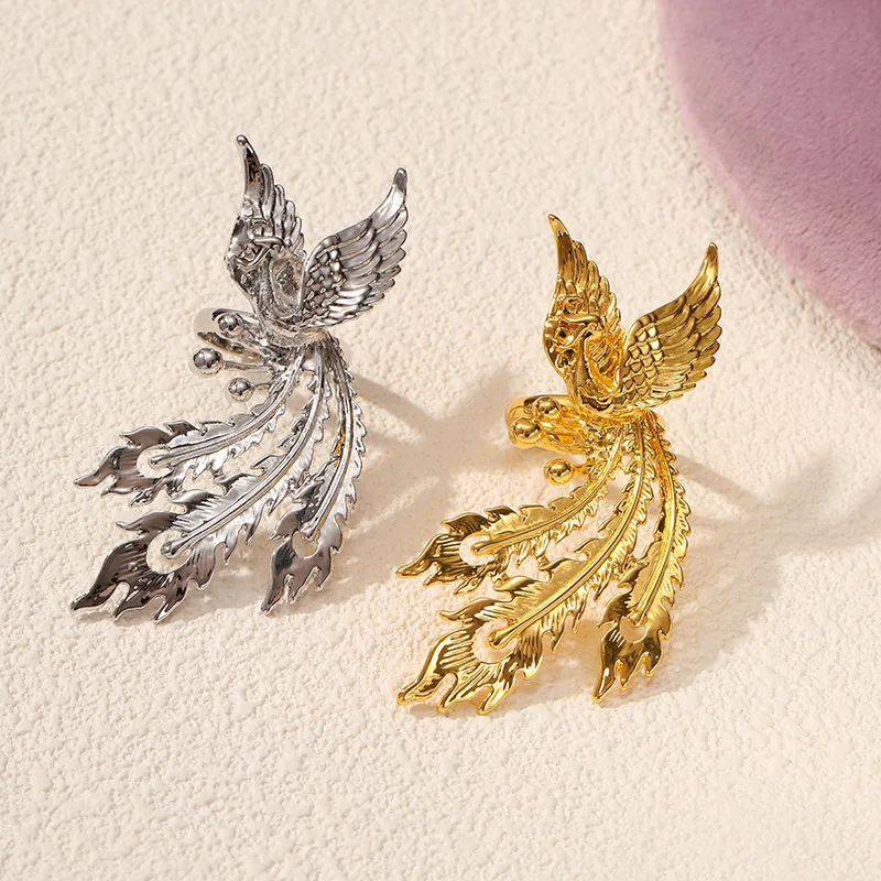 1pcs Hot Selling Phoenix Spread Wings Ring With Gold Plated Premium And Exquisite Retro Wedding Fashionable Commuter Accessories