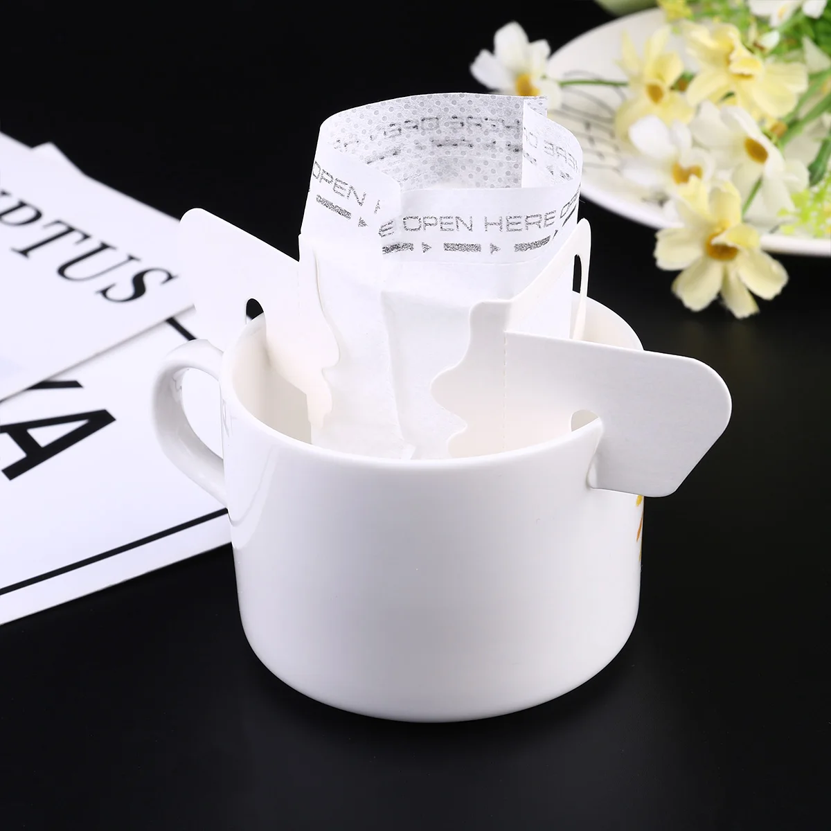 

50Pcs Drip Coffee Filter Pour-over Coffee Bag Hanging Ear Portable Home Office Coffee Filter Paper Heatproof Filter (White)