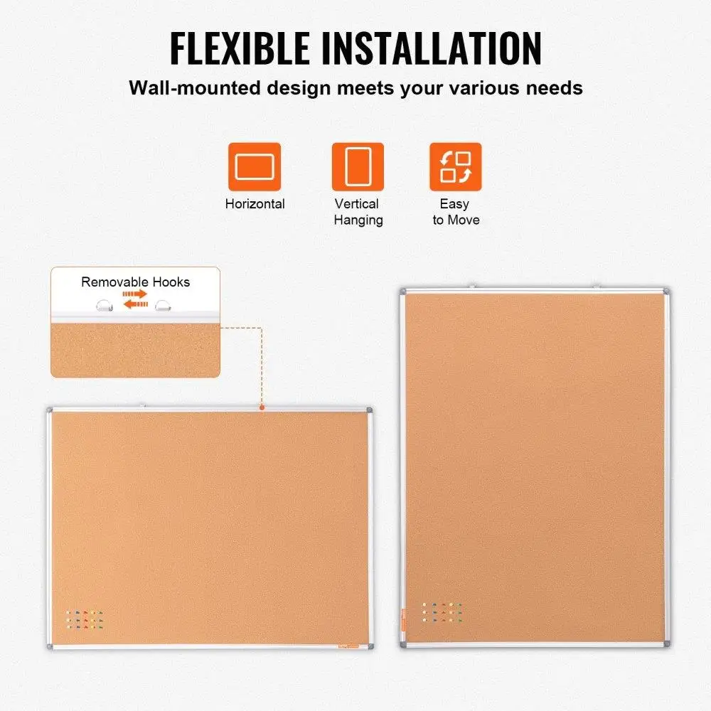 6 Inch Large Cork Board - Wall-Mounted Pin Board Bulletin Organizer