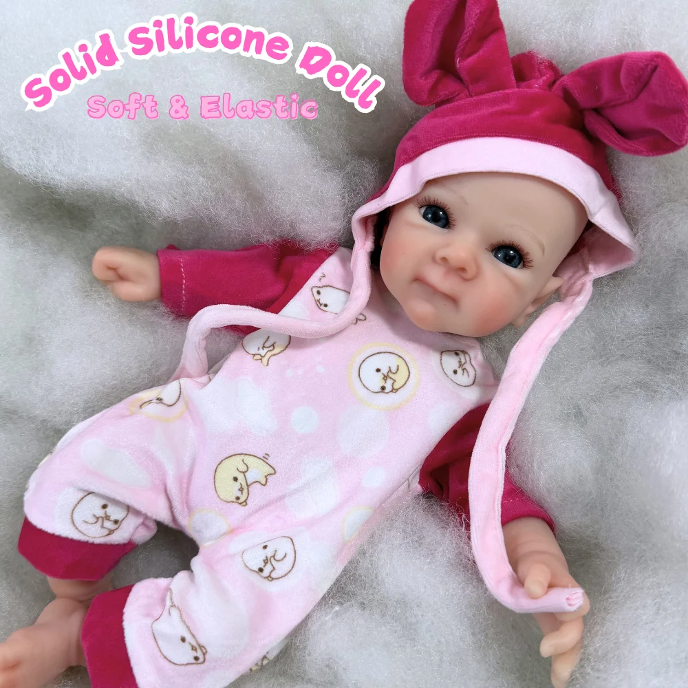 13 Inch Felicia Reborn Doll Full Solid Silicone Flexible Elastic Super Soft Cute Squishy Silicone Lifelike Reborn Bebe
