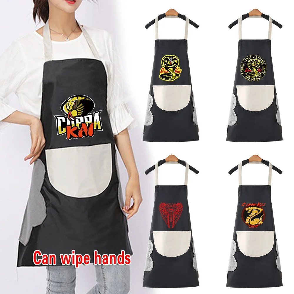 

Fashion Canvas Apron Home Kitchen Gardening Work Dress Cobra Pattern Women's Kitchen Restaurant Work Apron Light and Thin