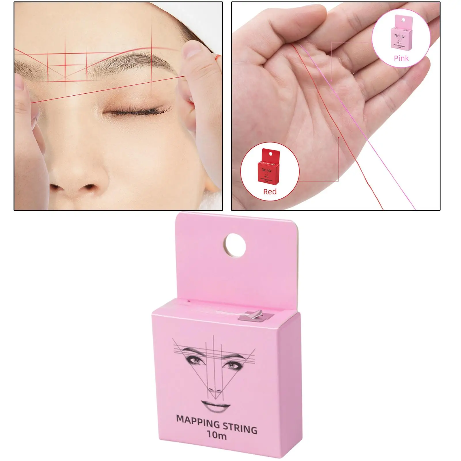 Augenbrauen-Mapping-Schnur, voreingefärbter, wiederverwendbarer Baumwollfaden-Marker mit Sticklineal für Brow Definition Tattoo Design