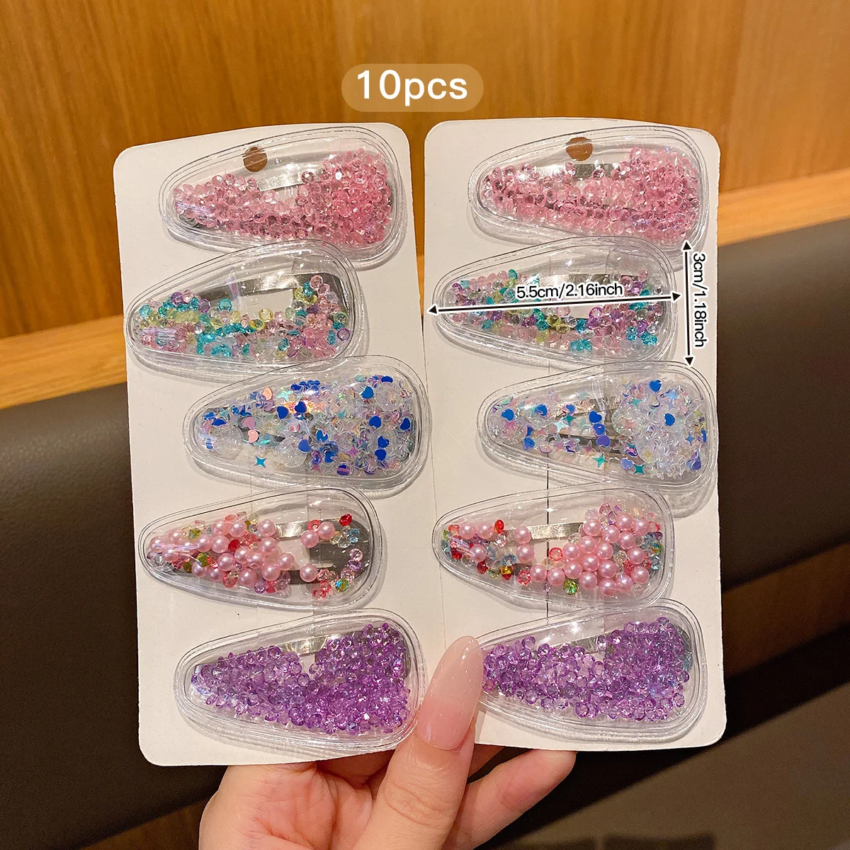 10 colorful random flowing sand hair clips, sweet and stylish hair accessories suitable for daily use