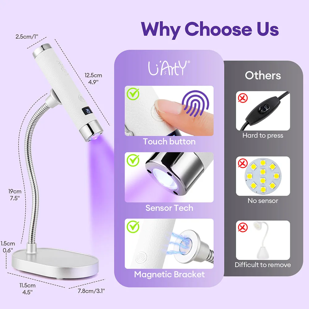 مصغرة الأشعة فوق البنفسجية LED مسمار مصباح سطح المكتب يده تجفيف ضوء مسمار الفن حامل مصباح جيل للأظافر البولندية سريعة الجافة مسمار الفن مجفف مانيكير أداة #5