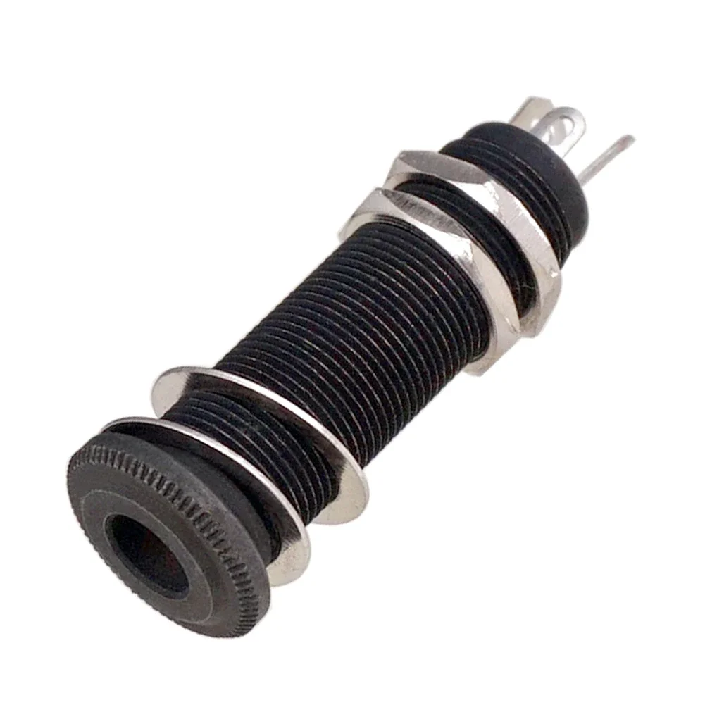 Electric Guitar Bass 6.35mm Socket Stereo 1/4 Inch Output Jacks Socket Plug Brass Straight Ribbed Tube Style Jack Anti-noisy