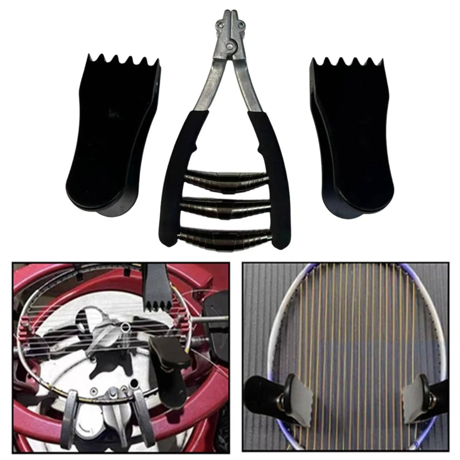 

Durable Metal Starting Clamp Tool 3 Spring Racket Stringing Clamp for Tennis Badminton Racquet Maintenance