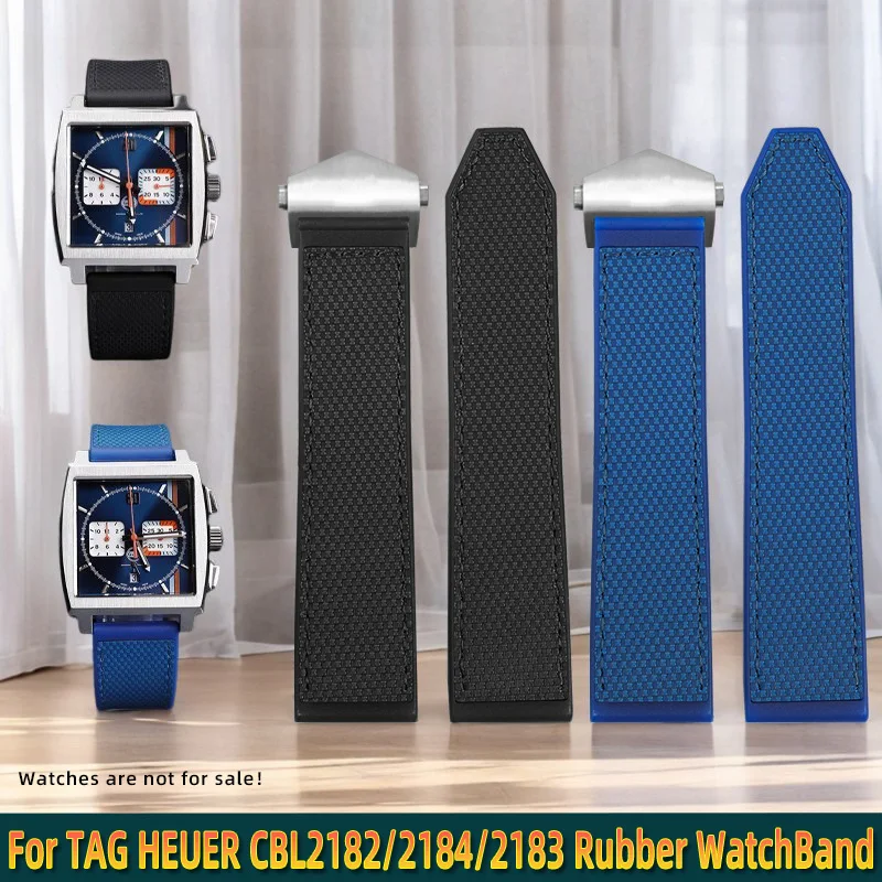 For TAG HEUER CBL2182/2184/2183 MONACO Rubber Watch Strap Rubber WatchBand Straight Joint Men's Accessorie 22mm Cowhide strap